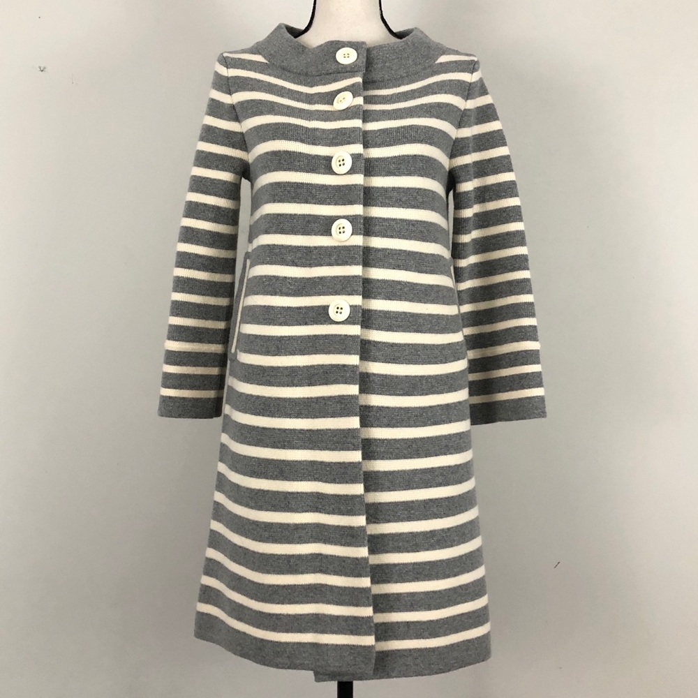 J. Crew Wool Cashmere Stripe Sweater Coat